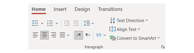 آموزش PowerPoint: پنل پاراگراف